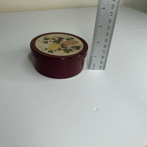 Avon Vintage Imari Treasure Cache Trinket Box VINTAGE 1986 Burgundy Floral Lid - Picture 8 of 9